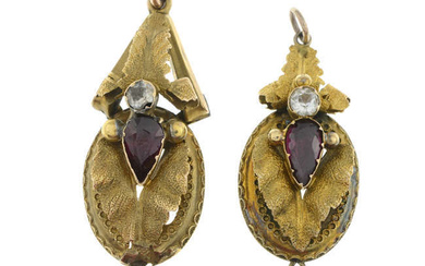 Two Victorian garnet & paste pendants