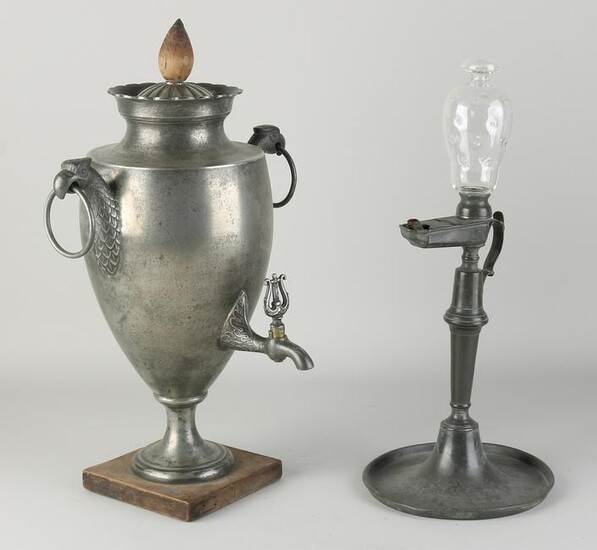 Two parts antique pewter, 1800