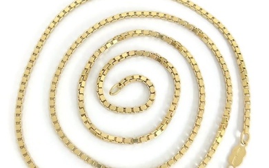 UNOAERRE Italian Box Chain Necklace 18K Yellow Gold, 24 Inches, 2 mm, 17.24 Gram