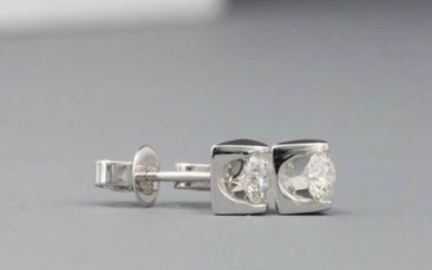 Unique shape, certified- 18k Gold - Earrings - 0.45 ct Diamond