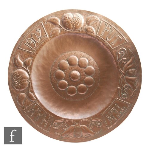 Unknown - An Arts and Crafts copper wall plaque of circular ...