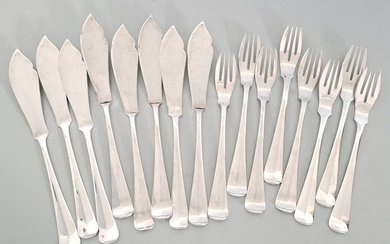 Van Kempen en Begeer - Fish cutlery set (16) - Silver fish cutlery for 8 people, model Haags Lofje - .833 silver