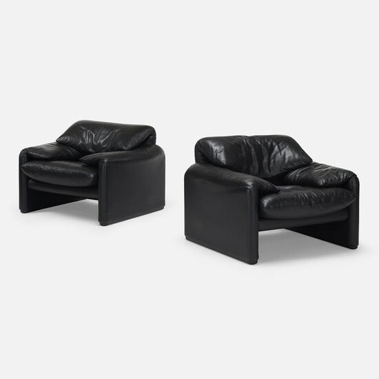 Vico Magistretti, Maralunga lounge chairs, pair