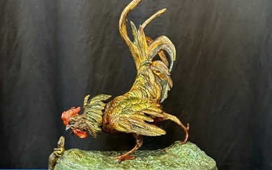 Vienna Bronze Rooster w/ Lizard
