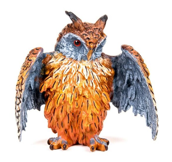 Vienna Cold Painted Miniature Bronze Horned Owl