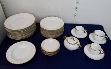 Vintage A Lanternier & Co France Limoges Porcelain Plates Teacups Saucers Set