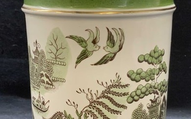 Vintage Asian Green Willow Porcelain Lamp