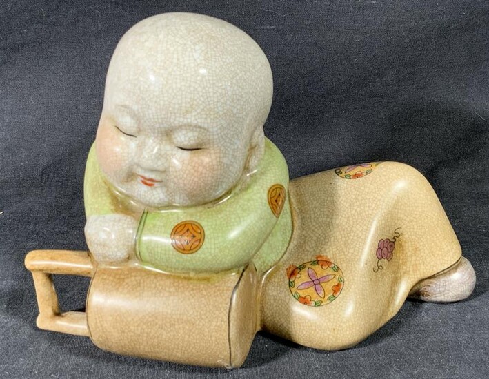 Vintage Hand Painted Asian Ceramic Infant Figural