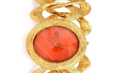 Vintage Omega Coral Roy King 18K Textured Link Watch