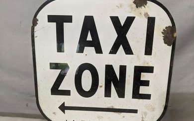 Vintage Porcelain Taxi Zone Stand Sign