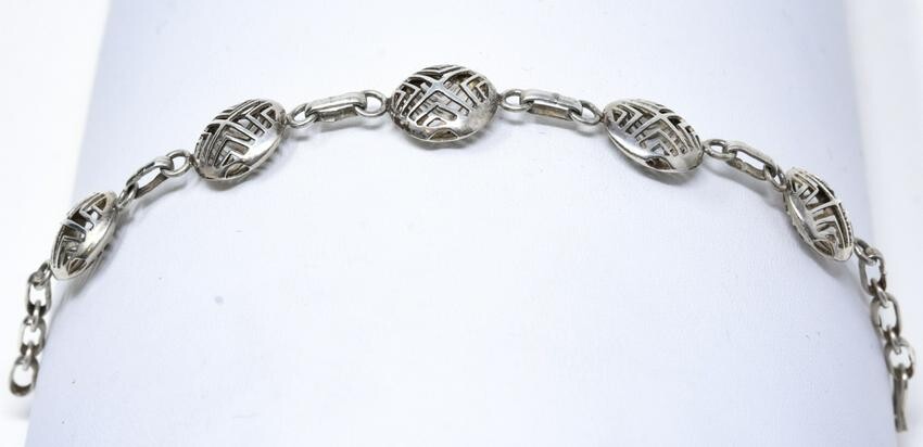 Vintage Sterling Silver Openwork Handmade Bracelet