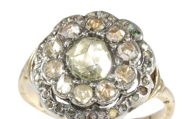 Vintage antique anno 1880 - Ring - 14 kt. Silver, Yellow gold Diamond