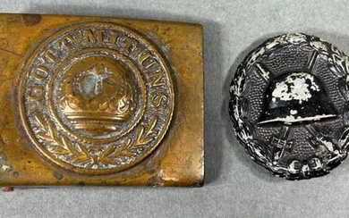 WWI GERMAN WOUND BADGE AND BELT BUCKLE
