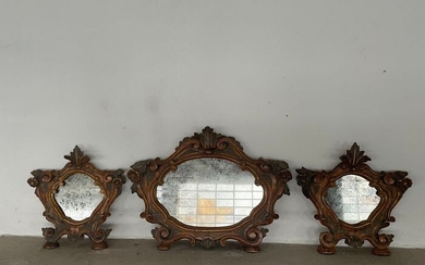 Wall mirror, Frames for stationery transformed into mirrors (3) - Wood - Late 18th century