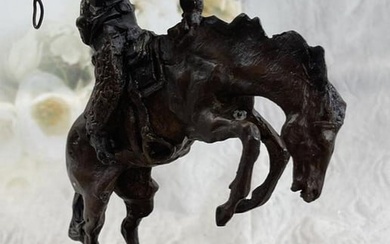 Western Cowboy on Bucking Horse Bronze Sculpture