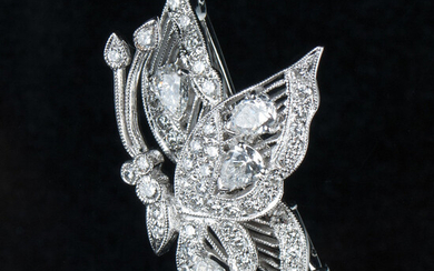 White gold brooch with diamonds Butterfly 21st century. Royal De Versailles. White gold, 18 K, 56 diamonds - about 1.34 ct. Weight 5.84 grams, 3.1x2.7 cm