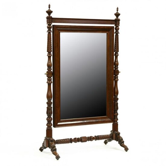 William IV Carved Mahogany Cheval Mirror