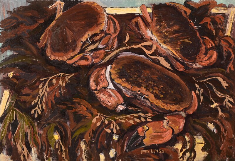 Yves LANGE (XX) "Composition with crabs" hst sbm 38x55