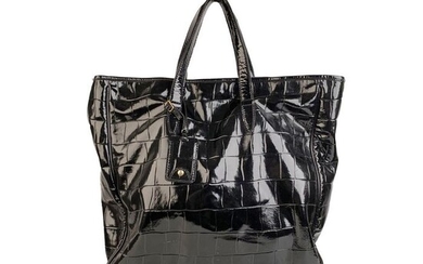 Yves Saint Laurent - Black Croc Embossed Patent Leather Raspail Bag Tote bag