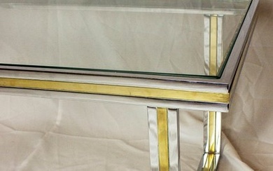 in de stijl van Romeo Rega - Coffee table - Brass, Chrome plating, Glass