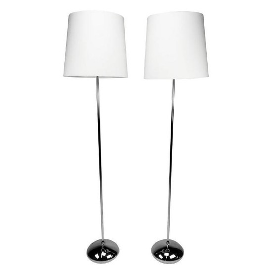 Pair of Chrome Floor Lamps with Teardrop Base