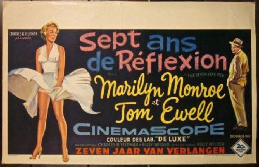DISCOUNT 130! SEVEN YEAR ITCH 1955 BELGIAN POSTER