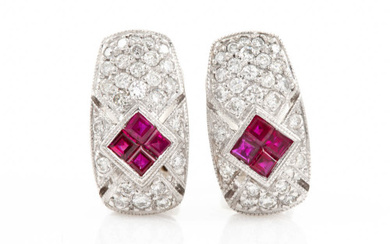 0.63ct Ruby and Diamond Earrings