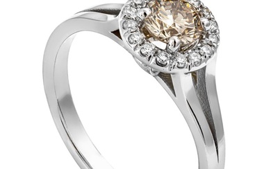0.72 tcw SI1 Diamond Ring - 14 kt. White gold - Ring - 0.59 ct Diamond - 0.13 ct Diamonds - No Reserve Price