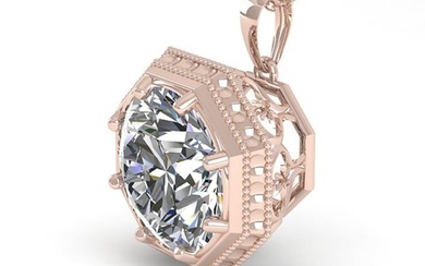 1 ctw VS/SI Diamond Solitaire Necklace Art Deco 18k Rose Gold