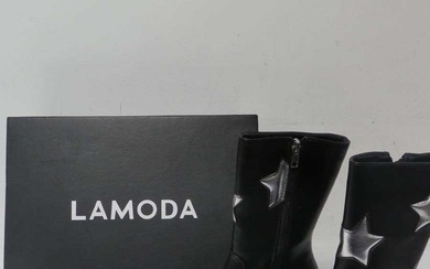 1 x ladies Lamoda black/silver platform heels, UK 4Condition Report...