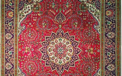 10 x 13 Handmade Red Pink Semi Antique Persian Lilihan Rug