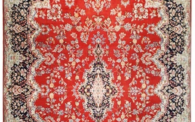 10 x 13 Red Worn Semi-Antique Persian Sarouk Rug