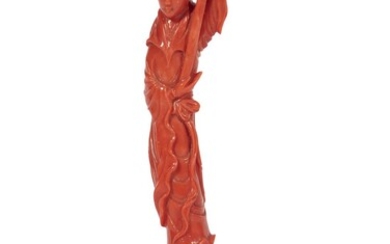 100 Chine Geisha en corail H hors socle 14,5 cm
