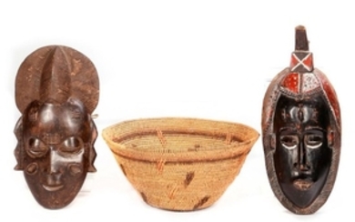 African baskets and masks.