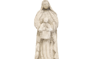A Carved Limestone Figure of the Virgin and Child