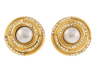 CHANEL - a pair of large imitation pearl clip-on earrings. View more details