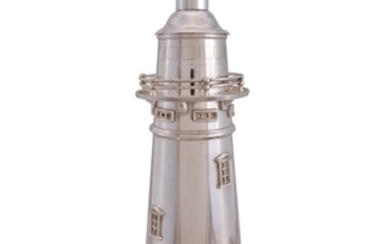 A modern electro-plated novelty cocktail shaker