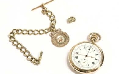 A rolled gold chronograph pocket watch