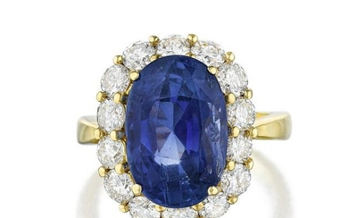 10.01-Carat Ceylon Unheated Sapphire and Diamond Ring