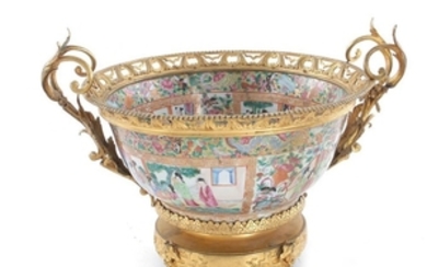 Chinese Export bronze-dore mounted porcelain bowl, French market