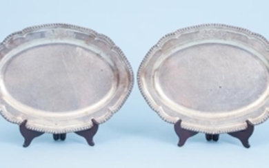 Pair of Crespell Sterling Silver Salvers