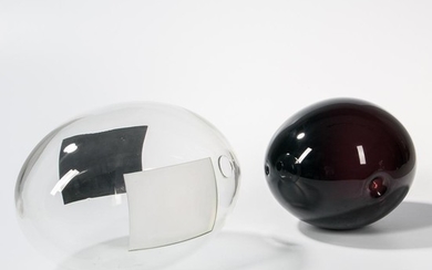 Two Ben Sewell Art Glass Sculptures, Australia, 1999, 2000, blown glass, both signed and dated, ht. 9, 11, wd. 11, 16, dp. 9 1/2, 11 in