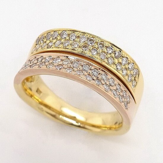 1.01ct D-F / VVS-VS Diamonds - 18 kt. Pink gold, Yellow gold - Ring
