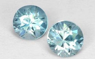 1.02ct Diamond Cut Arctic Blue Zircon Pair