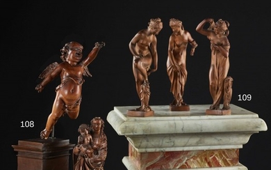ECOLE FRANCAISE DU XIXe SIÈCLE D'après des modèles antiques et de Jean Bologne (1529-1608) Groupe de baigneuses