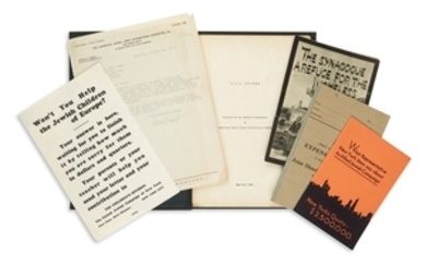 (HOLOCAUST) - Group of c. 35 books, pamphlets, publicity and few letters all pertaining to activities of the American Jewish Joint Distribution Committee; covering the years of World War II, prior as well as shortly after.