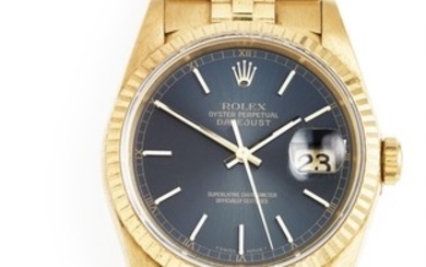 Rolex: A gentleman's wristwatch of 18k gold. Model Datejust, ref. 16238. Mechanical COSC movement with automatic winding and date, cal. 3135. 1998.