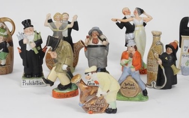 10PC Schafer & Vater Figural Ceramic Bottles