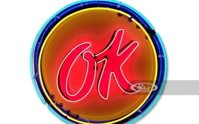 OK Used Cars Neon Porcelain Sign
