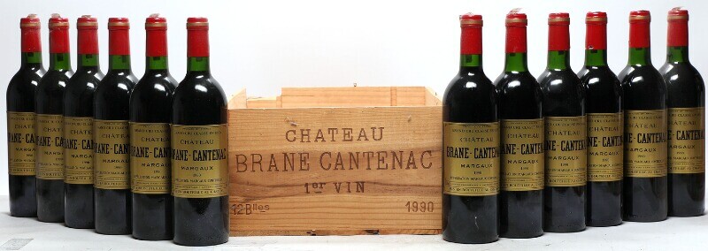 12 bts. Château Brane Cantenac, Margaux. 2. Cru Classé 1990 A-A/B (bn). Owc.